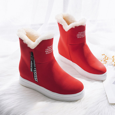 Női téli csizma puha béléssel, fekete és piros színben