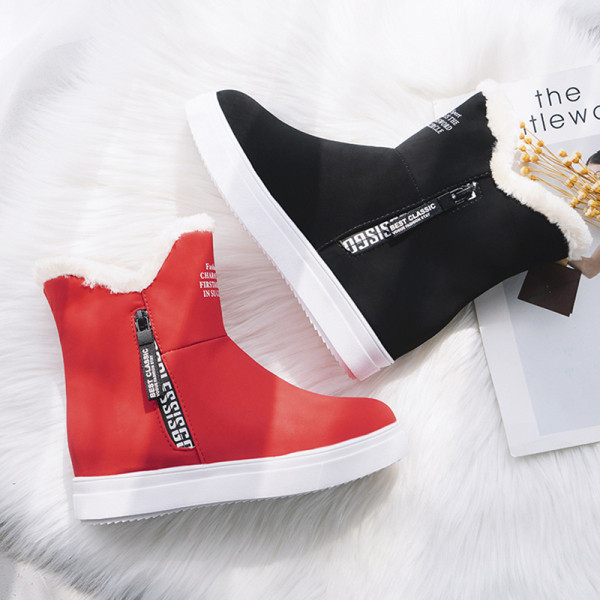 Női téli csizma puha béléssel, fekete és piros színben