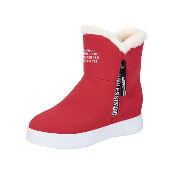 Női téli csizma puha béléssel, fekete és piros színben