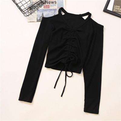 Női alkalmi blúz négy színben megkötős V-nyakkal