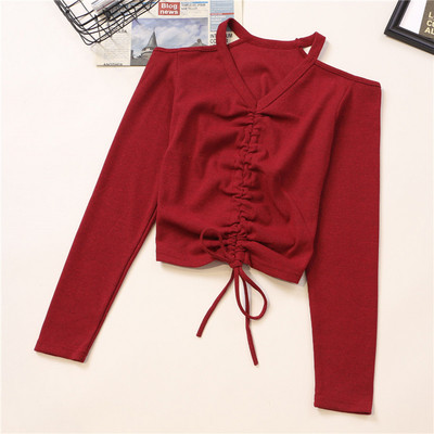 Női alkalmi blúz négy színben megkötős V-nyakkal