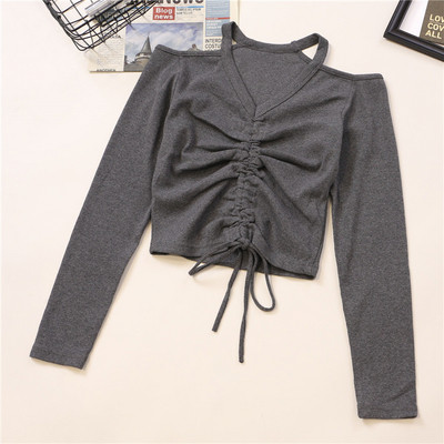 Női alkalmi blúz négy színben megkötős V-nyakkal