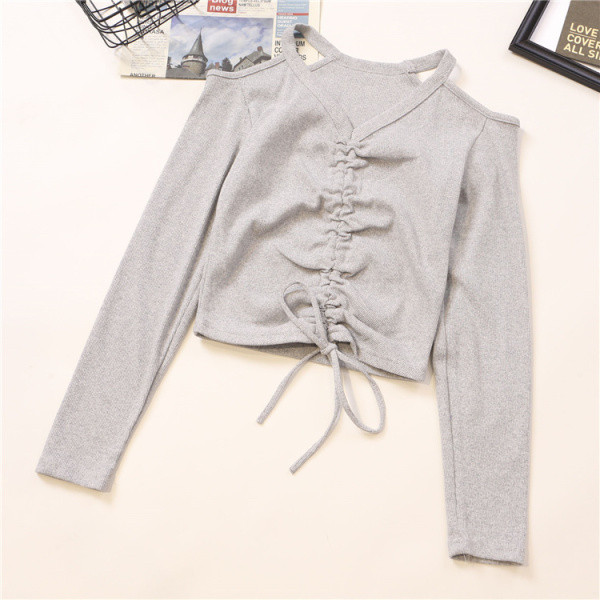 Női alkalmi blúz négy színben megkötős V-nyakkal