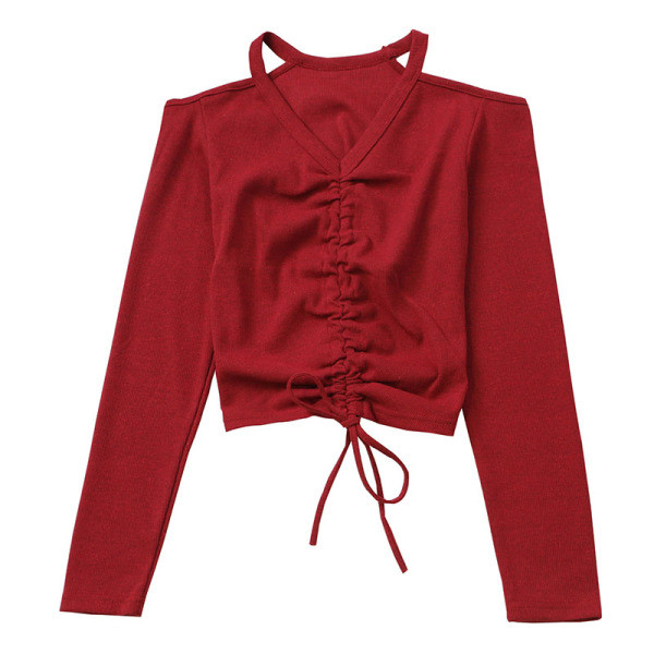 Női alkalmi blúz négy színben megkötős V-nyakkal