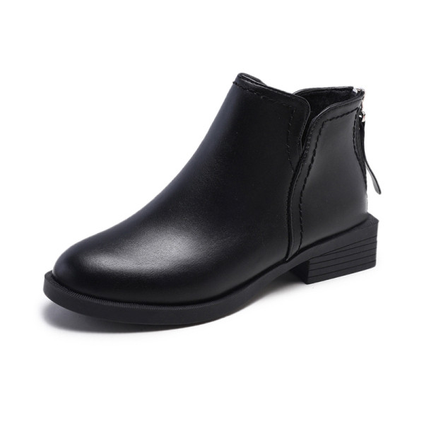 Stílusos női csizma vastag sarokkal, eko bőrből, fekete színben - két modell
