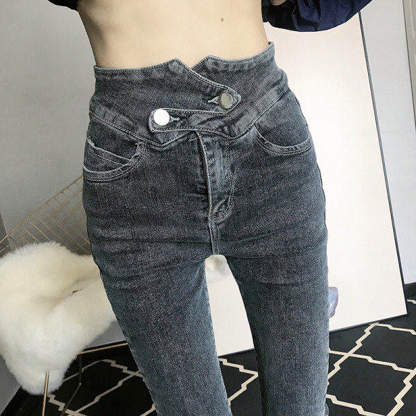 Blugi lungi de damă cu închidere asimetrică