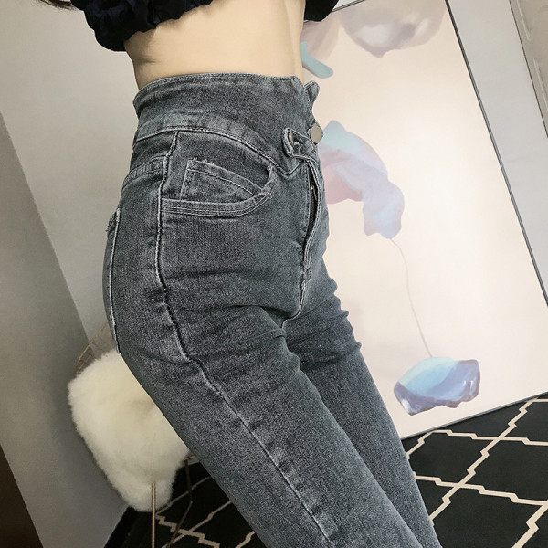 Blugi lungi de damă cu închidere asimetrică