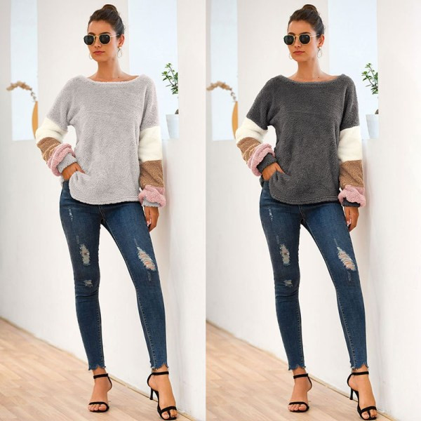 Modern női pulóver O-nyakkal, két színben