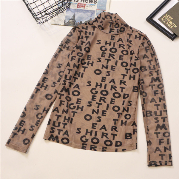 Modern női blúz három színben feliratokkal és pólógallérral