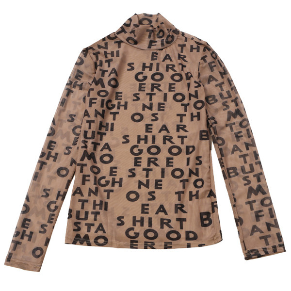 Modern női blúz három színben feliratokkal és pólógallérral