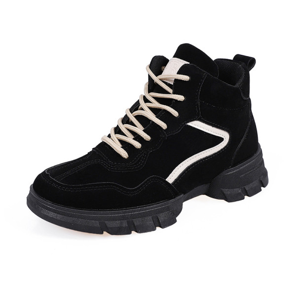 Őszi-téli női tornacipő durva talppal, fekete és bézs színben