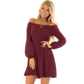 Γυναικείο κοντό φόρεμα με Πτώση Μανίκια σε Γκρι, Μαύρο και Κόκκινο χρώμα