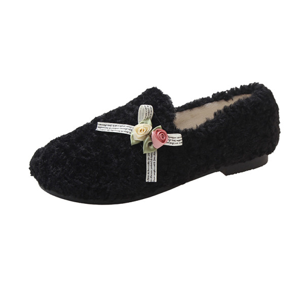 Otthoni pehelypapucs 3D elemmel, fehér, fekete és bézs színben