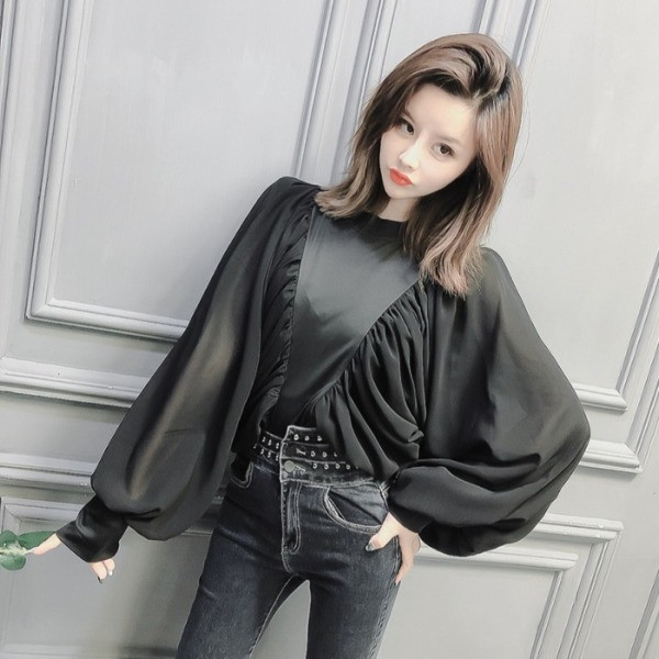 Γυναικεία μπλούζα σιφόν σε λευκό και μαύρο χρώμα