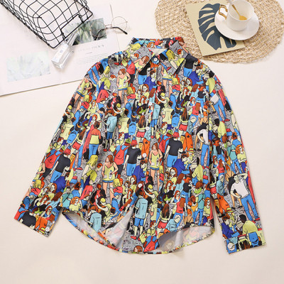 Női színes ing klasszikus gallérral és gombokkal