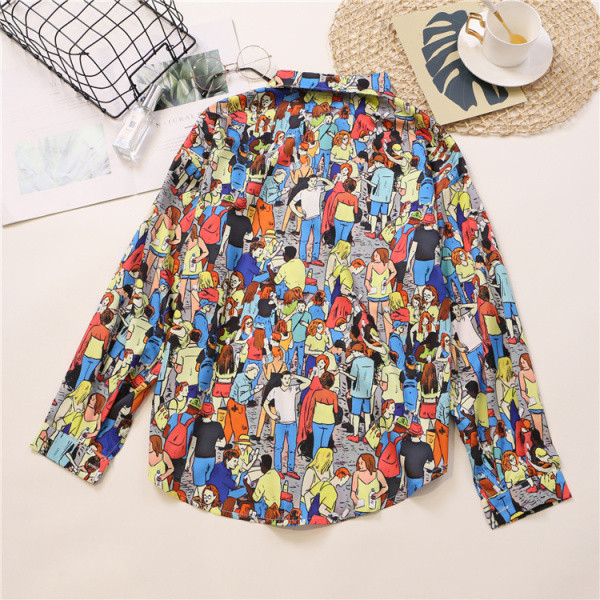 Női színes ing klasszikus gallérral és gombokkal