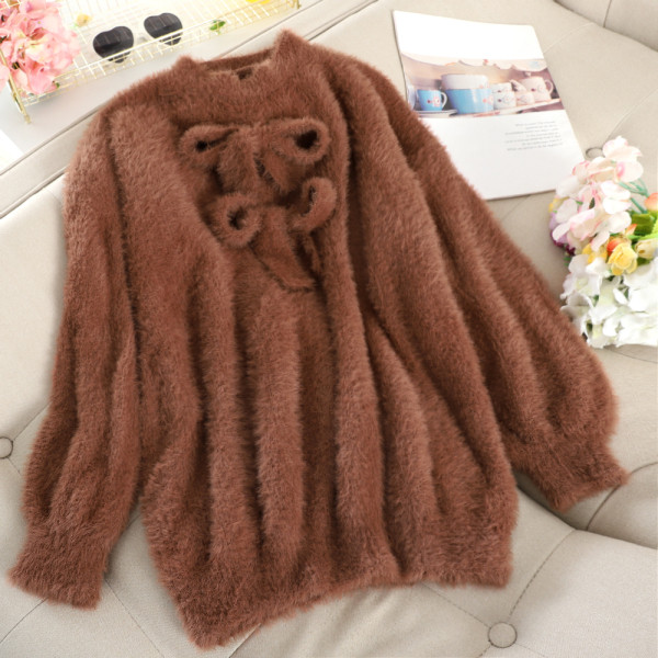 Női pehelypulóver szalagokkal, három színben