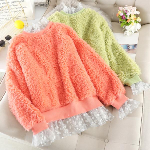 Modern női pehelypulóver több színben, tüllvel