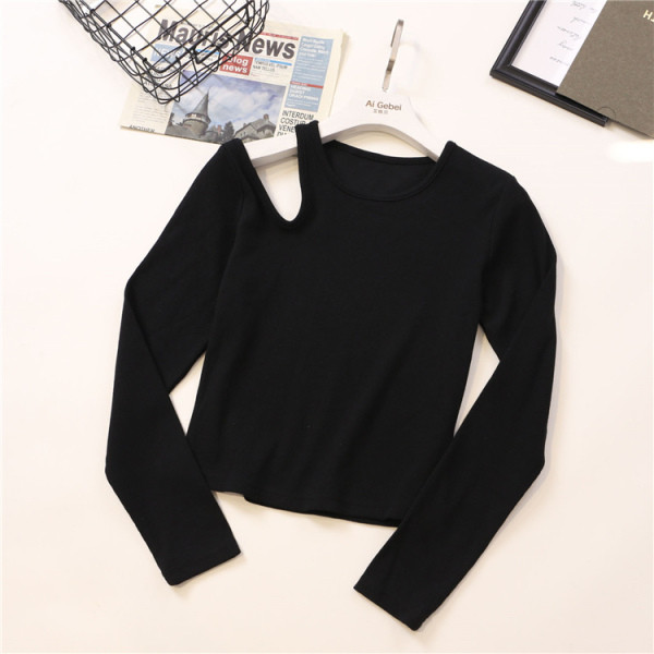 Alkalmi női blúz fekete és szürke színben, O-nyakkal