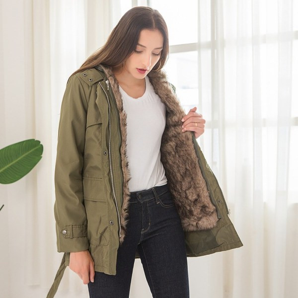 Jachetă lungă casual de damă, cu căptușeală moale și buzunare în alb, negru și verde