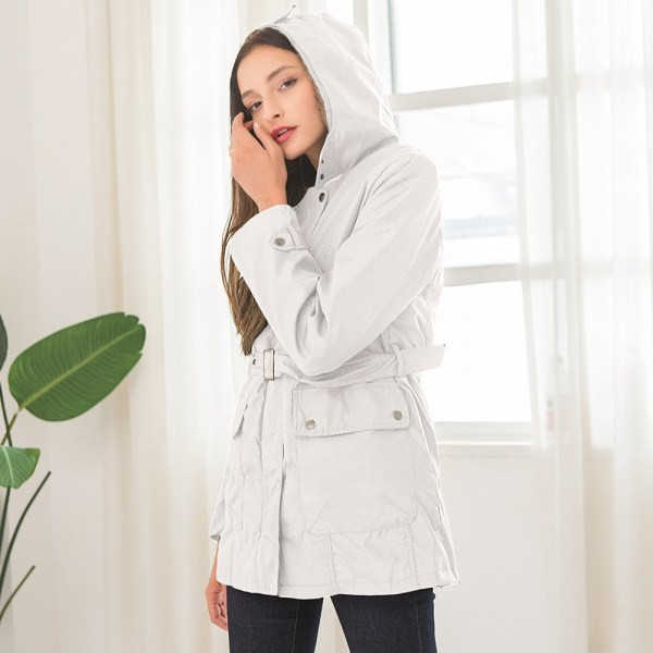 Jachetă lungă casual de damă, cu căptușeală moale și buzunare în alb, negru și verde