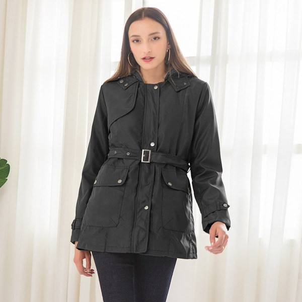 Jachetă lungă casual de damă, cu căptușeală moale și buzunare în alb, negru și verde