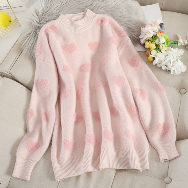 Modern női pehelypulóver négy színben szívecskékkel