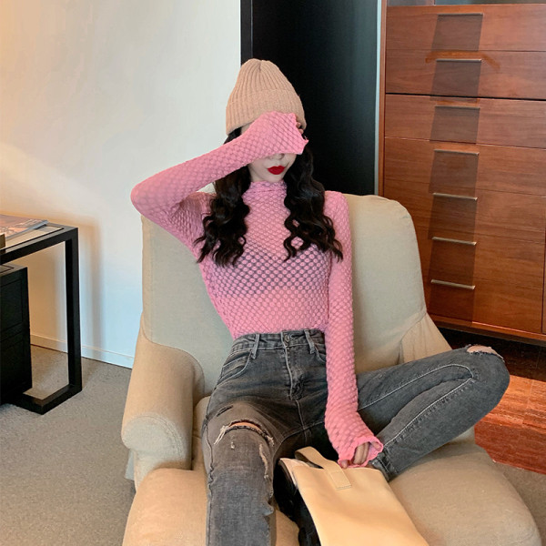 Testhezálló átlátszó blúz pólógallérral, több színben