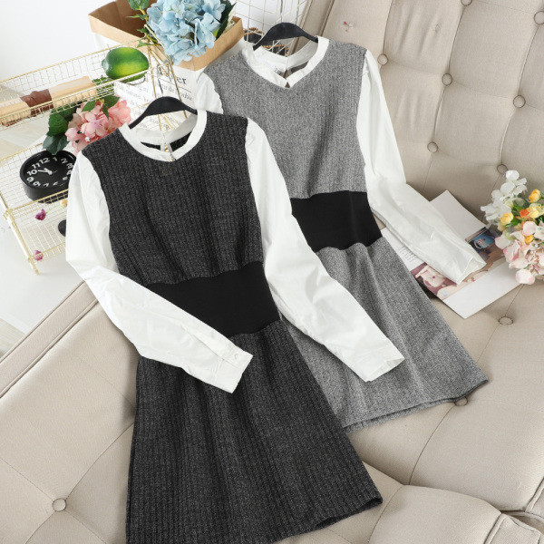 Női alkalmi ruha szürke és fekete színben