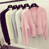 Női téli puha pulóver kerek nyakkivágással, több színben