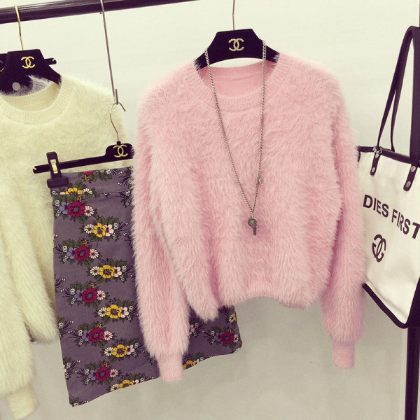 Női téli puha pulóver kerek nyakkivágással, több színben