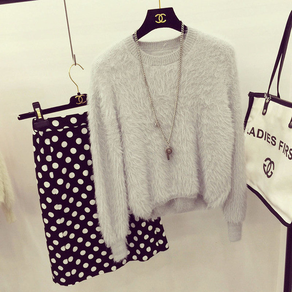 Női téli puha pulóver kerek nyakkivágással, több színben