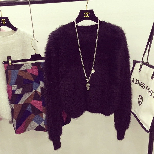 Női téli puha pulóver kerek nyakkivágással, több színben