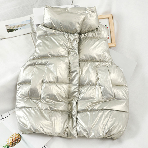 Alkalmi női mellény fekete és ezüst színben, zsebekkel