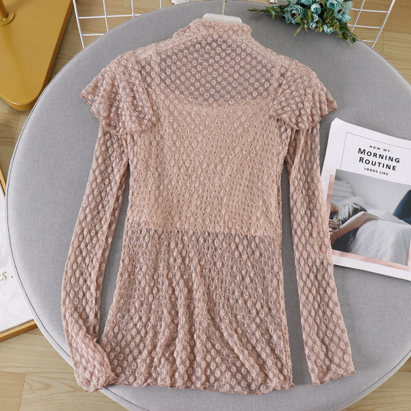 Stílusos női blúz magas gallérral és hosszú ujjú négy színben