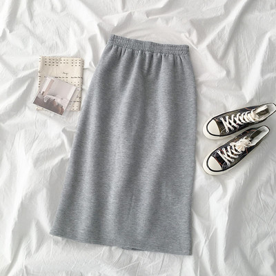 Modern női szoknya négy színben gumírozott derékkal és hasítékkal