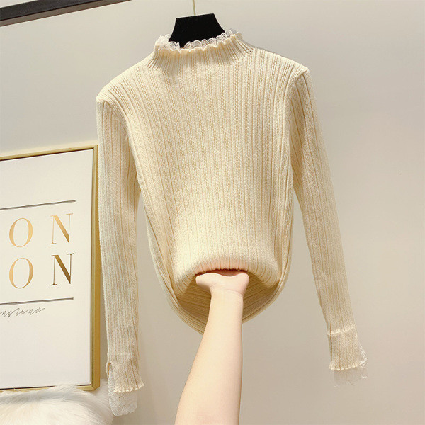 Modern női pulóver csipkével, négy színben