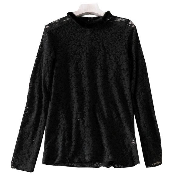 Modern női blúz csipkével és pehelyszínnel, fehér és fekete színben