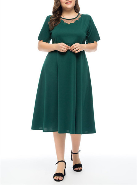 Modern női hosszú ruha rövid ujjú piros, zöld és kék színben