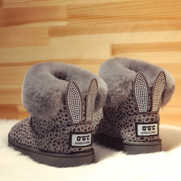 Modern női csizma leopárdmintás pehelyszínben három színben