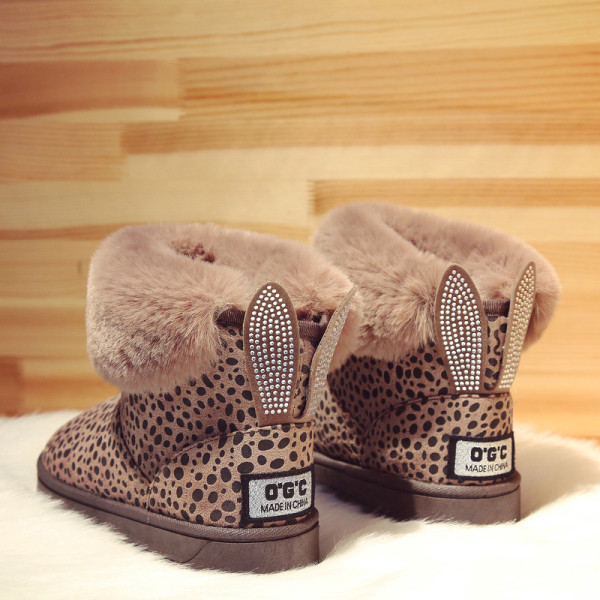 Modern női csizma leopárdmintás pehelyszínben három színben