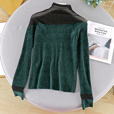 Modern női blúz magas gallérral és hosszú ujjú négy színben