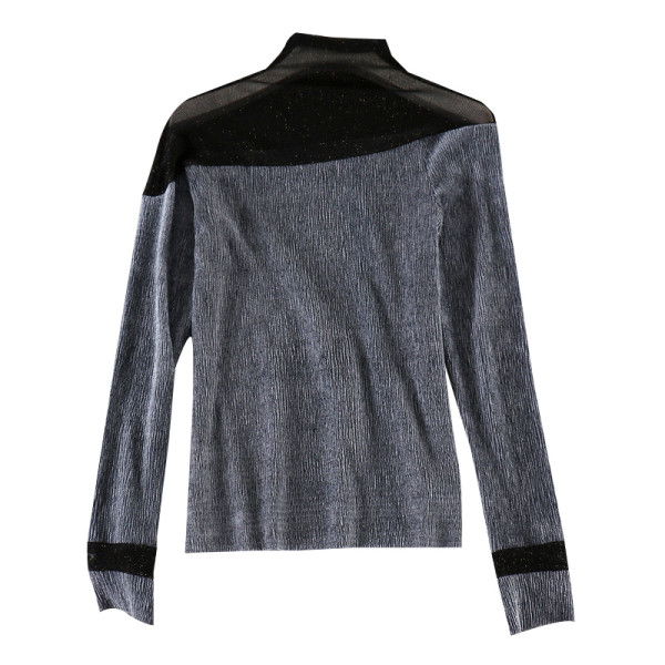 Modern női blúz magas gallérral és hosszú ujjú négy színben