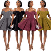 Elegáns női rövid ruha mély nyakkivágással, négy színben