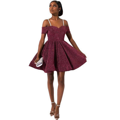 Elegáns női rövid ruha mély nyakkivágással, négy színben