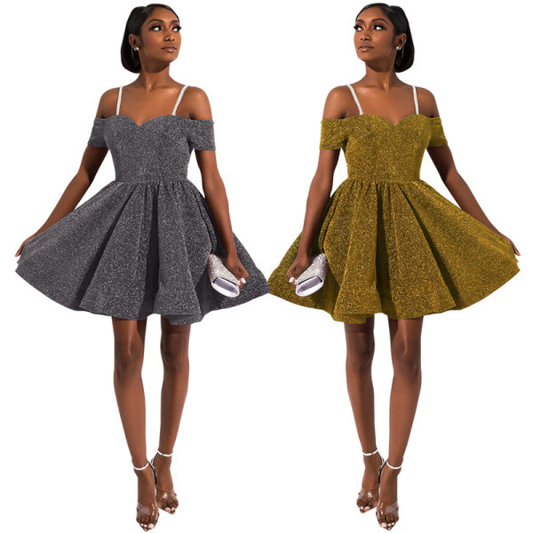 Elegáns női rövid ruha mély nyakkivágással, négy színben