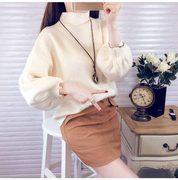 Női modern pulóver magas gallérral több színben