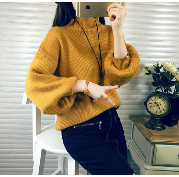 Női modern pulóver magas gallérral több színben