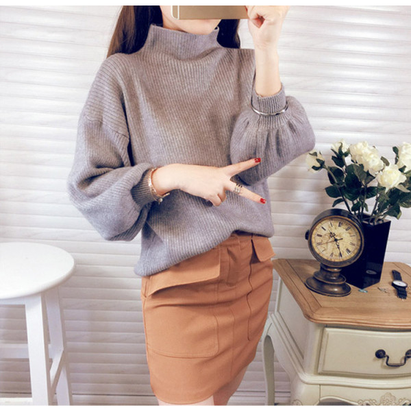 Női modern pulóver magas gallérral több színben