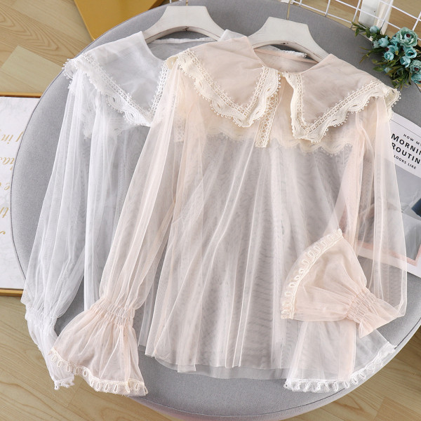 Modern női ing csipkével és hosszú ujjú három színben